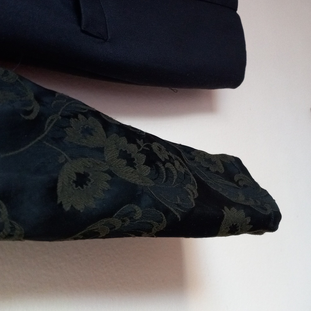 Black blazer with with black and brown brocade sleves